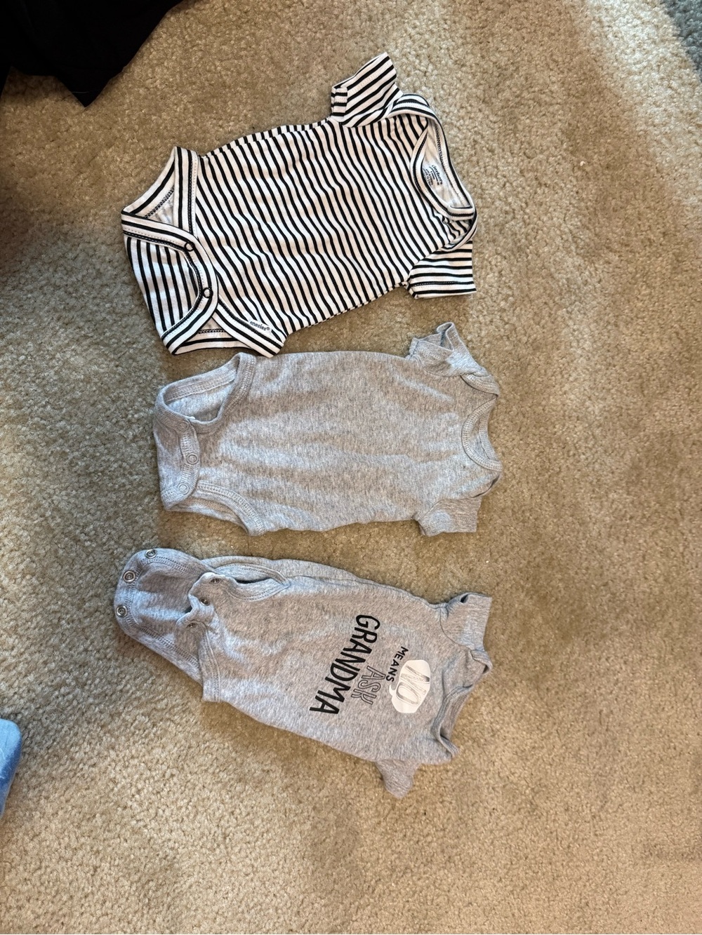 Carter's Black-and-White Striped and Gray Baby Bodysuit Trio